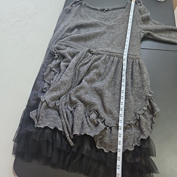 Ryu layerd Ruffle sweater dress Gray Black Peticoat size S Coquette Whimsigoth - Picture 11 of 11